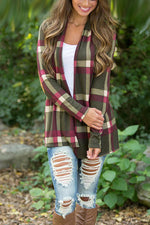 Load image into Gallery viewer, Plaid Long Sleeve Loose Open Front Top
