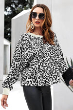 Load image into Gallery viewer, Leopard Round Neck Loose Sweater
