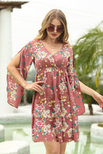 Load image into Gallery viewer, Elastic Waist Floral V-Neck Mini Dress
