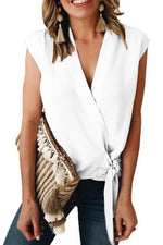Load image into Gallery viewer, Sleeveless Deep V-Collar Knotted Shirt
