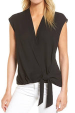 Load image into Gallery viewer, Sleeveless Deep V-Collar Knotted Shirt
