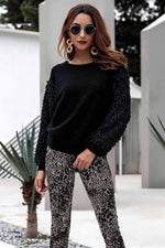 Load image into Gallery viewer, Round Neck Tassel Sleeve Sweater
