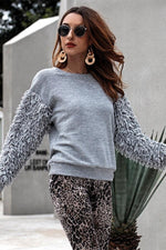 Load image into Gallery viewer, Round Neck Tassel Sleeve Sweater
