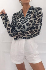 Load image into Gallery viewer, Leopard Print V-Neck Long Sleeve Chiffon Jacket

