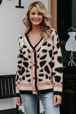 Load image into Gallery viewer, V-Neck Buttons Short Leopard Cardigan
