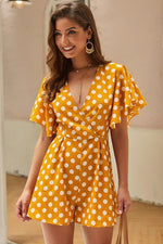 Load image into Gallery viewer, Polka Dot Short-Sleeved Casual Romper
