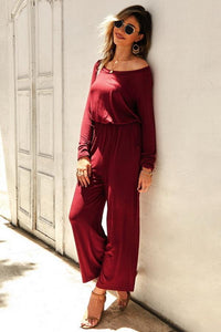 Solid Color High-Waisted Jumpsuit