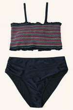 Load image into Gallery viewer, Split Color Smocked Bandeau Bikini Set

