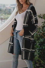 Load image into Gallery viewer, Midnight In London Black Plaid Knitted Cardigan
