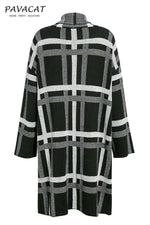 Load image into Gallery viewer, Midnight In London Black Plaid Knitted Cardigan
