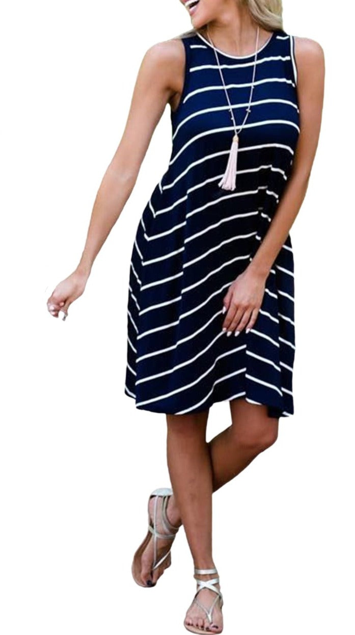Family Matching Striped Sleeveless Mini Dress for Women