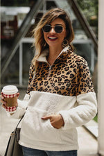 Load image into Gallery viewer, Leopard Pattern Stitching Fleece Pullover

