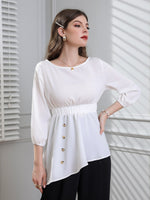 Load image into Gallery viewer, Elastic Waist Solid Button Blouse
