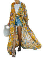 Load image into Gallery viewer, Women&#39;s Flowy Kimono Cardigan Sheer Floral Print Dress Beach Coverups Swimsuit
