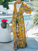 Load image into Gallery viewer, Women&#39;s Flowy Kimono Cardigan Sheer Floral Print Dress Beach Coverups Swimsuit
