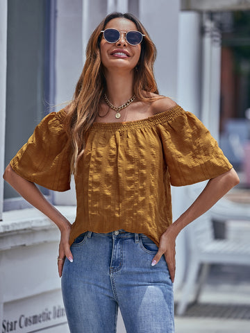 Off Shoulder Solid Blouse