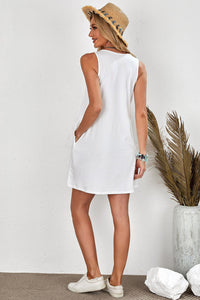 Short White Dress Float Drink Tan & Repeat Sleeveless Mini Dress