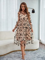 Load image into Gallery viewer, Mesh Overlay Floral Midi Dress
