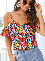Load image into Gallery viewer, Print Cold Shoulder Floral Blouse
