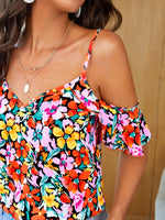 Load image into Gallery viewer, Print Cold Shoulder Floral Blouse
