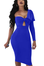 Load image into Gallery viewer, One Shoulder Bowknot Hollow Out Bodycon Midi Dress for Women
