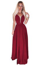 Load image into Gallery viewer, Sexy Sleeveless Long Dress Rhinestone Side Split Deep V Neck Maxi Dress
