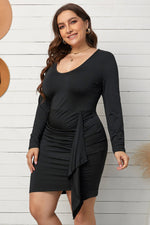 Load image into Gallery viewer, Black Bodycon V Neck Long Sleeve Plus Size Dress Cocktail Pencil Dress
