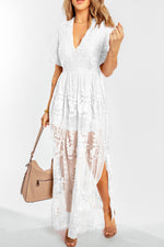 Load image into Gallery viewer, White Bridesmaid Dresses V Neck Floral Lace Maxi Dress

