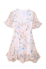 Load image into Gallery viewer, Floral Print Flared Sleeve Ruffle V Neck Dress for Ladies
