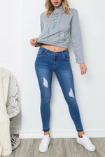 Load image into Gallery viewer, Gray Lace Up Crop Hoodie
