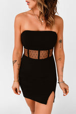Load image into Gallery viewer, Mesh Bandeau Sleeveless Bodycon Black Dress for Women

