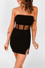 Load image into Gallery viewer, Mesh Bandeau Sleeveless Bodycon Black Dress for Women
