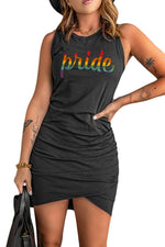 Load image into Gallery viewer, Women&#39;s Rainbow Pride Print Ruched Mini Dress Bodycon Party Club Tank Dresses
