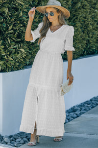 Ladies Lace Crochet Dress Open Back Ruffled Maxi Dress for Summer