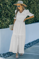 Load image into Gallery viewer, Ladies Lace Crochet Dress Open Back Ruffled Maxi Dress for Summer
