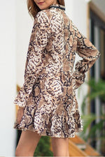 Load image into Gallery viewer, Leopard V Neck Long Sleeve Dress
