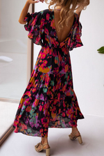 Load image into Gallery viewer, V Neck Floral Bat Maxi Dress
