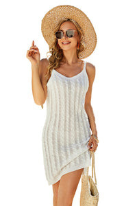 White Sweater Dress Knit Summer Beach Mini Dress