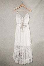 Load image into Gallery viewer, White Flowy Dress Sleeveless Lace Prom Gown Evening Dress

