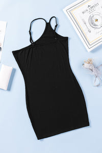 Ribbed Sleeveless One Shoulder Black Mini Dress for Women