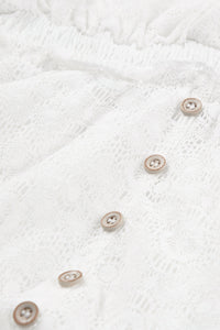 White Mini Dress V Neck Lace Crochet Bell Sleeve Dress