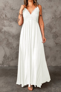White Long Dress Lace Crochet Backless Maxi Dress
