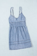 Load image into Gallery viewer, Womens Slip Denim Dress Empire Waist Backless Mini Dress
