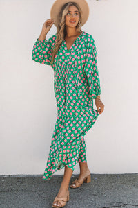 Women's Casual 3/4 Sleeve Floral Maxi Dress