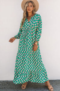 Women's Casual 3/4 Sleeve Floral Maxi Dress