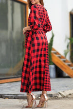 Load image into Gallery viewer, Vintage Plaid Wrap Knot Mid Dress
