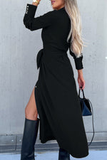 Load image into Gallery viewer, Single Breasted Tie Waist Midi Shirt Dress
