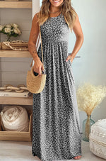 Load image into Gallery viewer, Women&#39;s Summer Sleeveless Loose Maxi Dress Leopard Print Pocketed Long Dress
