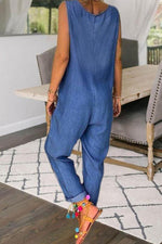 Load image into Gallery viewer, Casual Street Solid Solid Color O Neck Loose Jumpsuits
