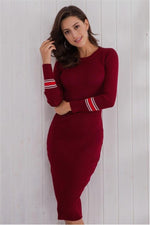 Load image into Gallery viewer, Long-Sleeved Knit Bodycon Dress
